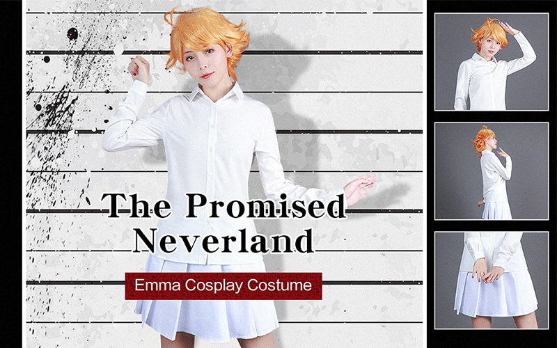 Das versprochene Neverland Emma White Shirt Rock Cosplay Kostüm Das versprochene Neverland Emma White Shirt Rock Cosplay Kostüm