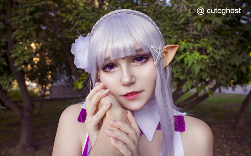 Re: Zero-Starting Life in einer anderen Welt Emilia Synthetic Anime Long Grey Cosplay-Perücken